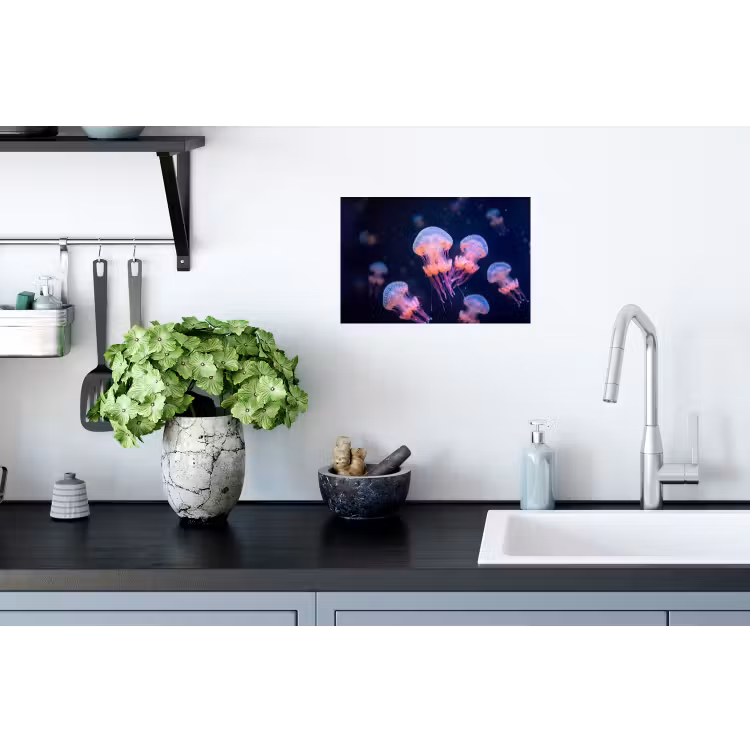 Dier - Onderwater - Natuur - Roze - Mysterieus Muursticker klein -keuken