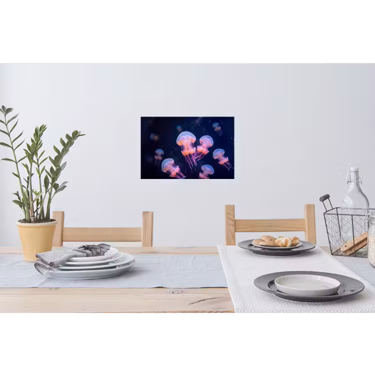 Dier - Onderwater - Natuur - Roze - Mysterieus Muursticker klein -eettafel