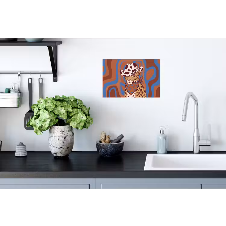 Dieren - Cowboyhoed - Modern - Illustratie - Bruin Muursticker klein -keuken