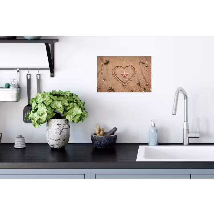 Dieren - Hart - Strand - Zand - Roze Muursticker klein -keuken