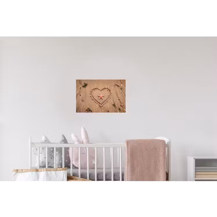 Dieren - Hart - Strand - Zand - Roze Muursticker klein -kinderkamer