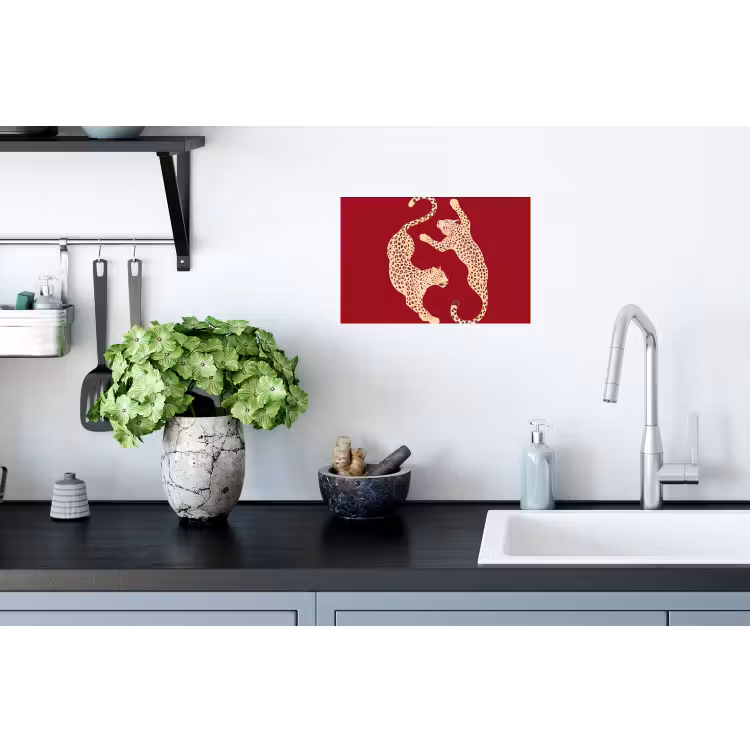 Dieren - Luipaard - Abstract - Rood - Modern Muursticker klein -keuken