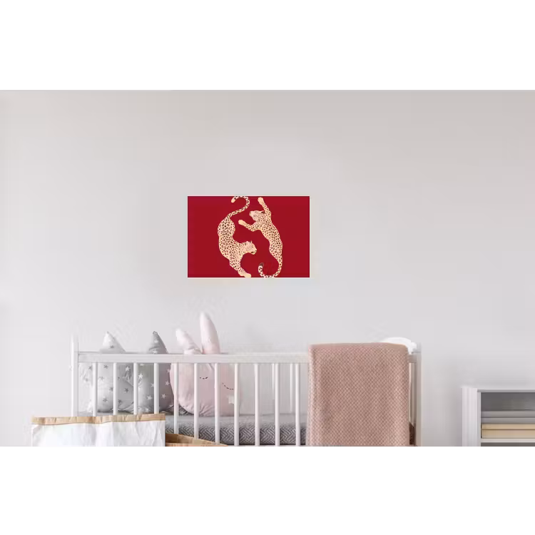 Dieren - Luipaard - Abstract - Rood - Modern Muursticker klein -kinderkamer
