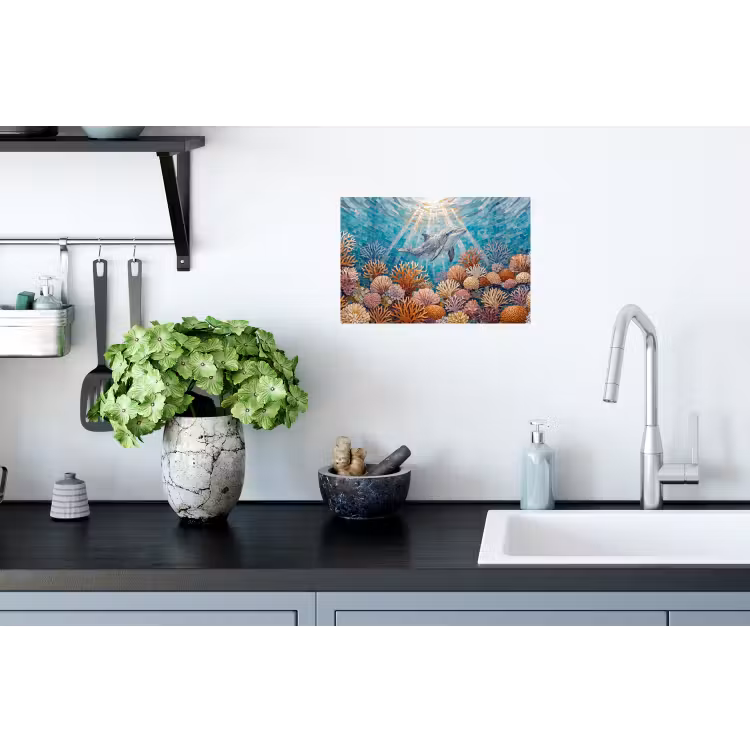 Dieren - Mozaïek - Oceaan - Koraal - Blauw Muursticker klein -keuken
