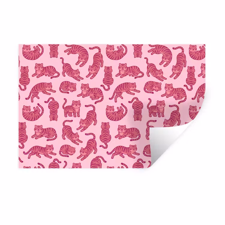 Dieren - Patroon - Roze - Speels - Cartoon Muursticker klein -3d