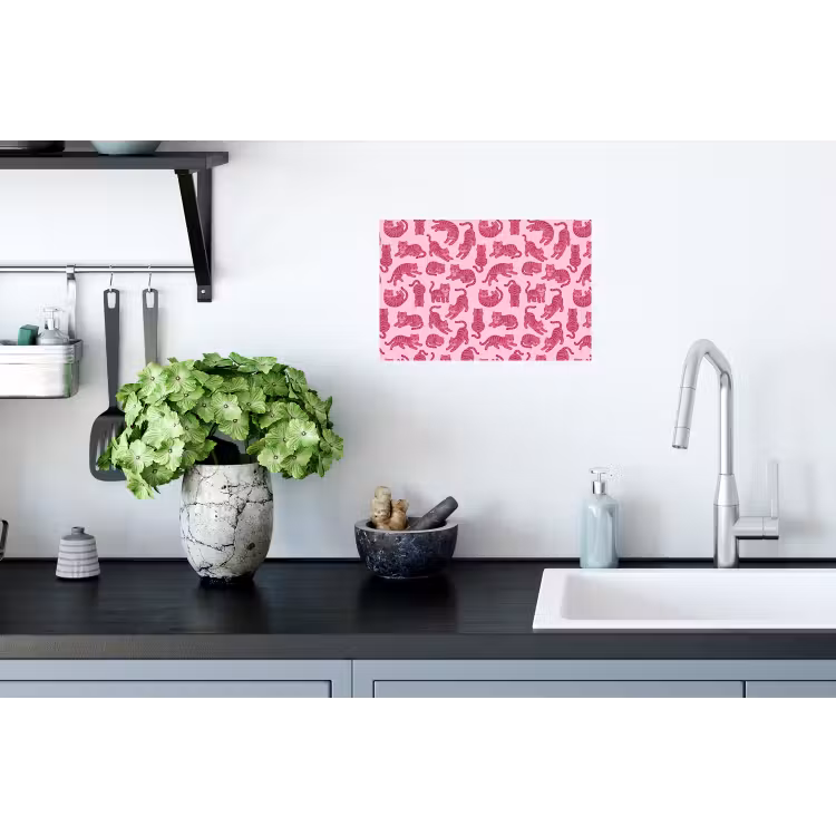 Dieren - Patroon - Roze - Speels - Cartoon Muursticker klein -keuken