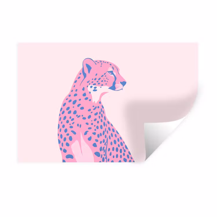 Dieren - Profiel - Abstract - Roze - Blauw Muursticker klein -3d