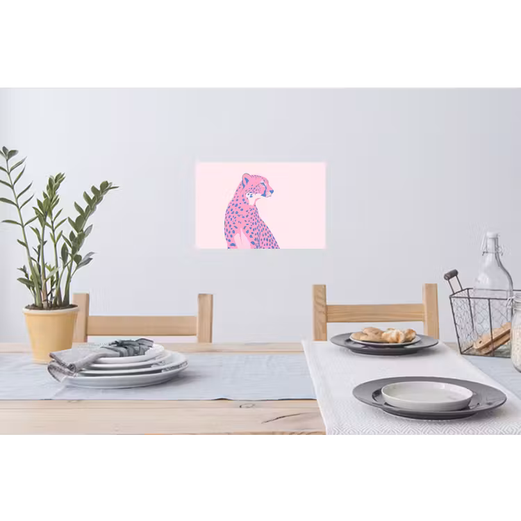 Dieren - Profiel - Abstract - Roze - Blauw Muursticker klein -eettafel