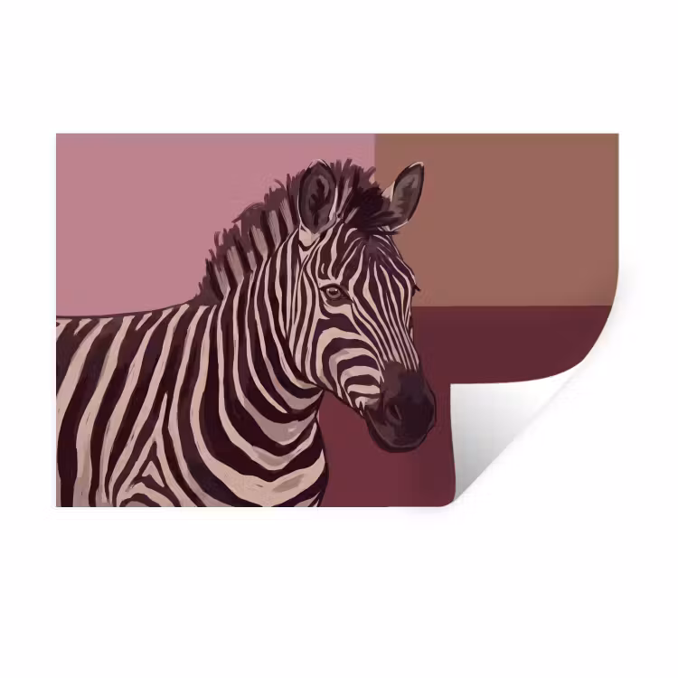 Dieren - Zebrahoofd - Wildlife - Modern - Bruin Muursticker klein -3d