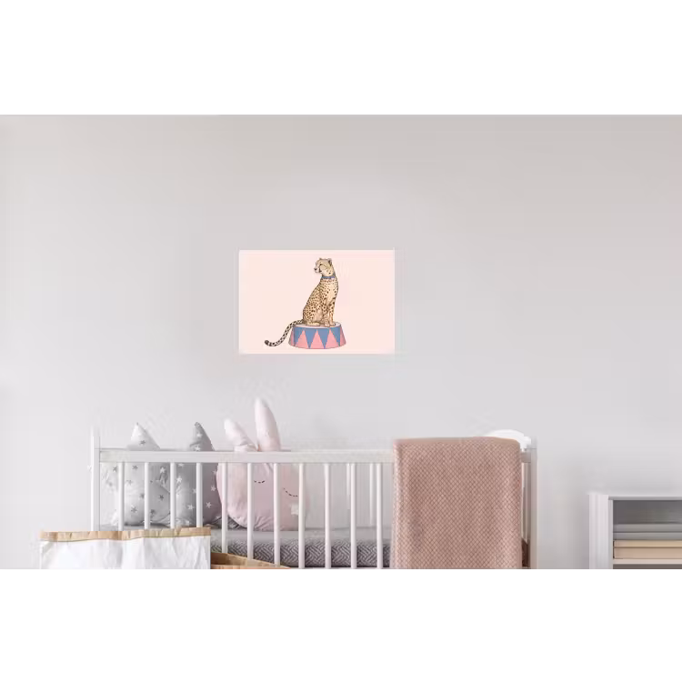 Dieren - Circus - Illustratie - Vintage - Roze Muursticker klein -kinderkamer
