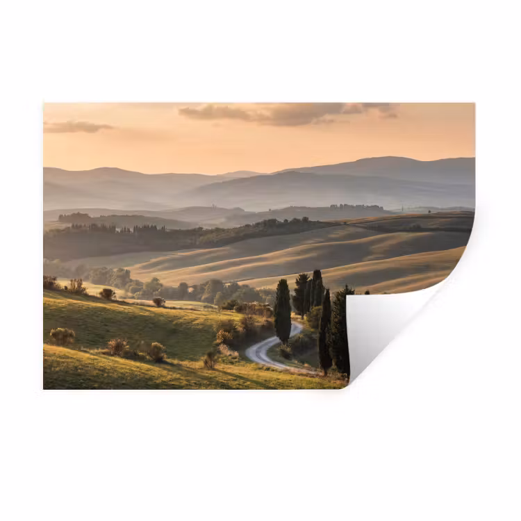 Toscaans - Landschap - Heuvels Muursticker klein -3d