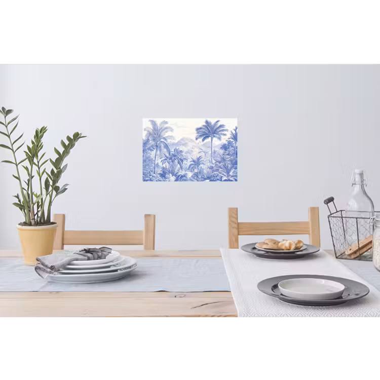 Tropisch - Jungle - Blauw Muursticker klein -eettafel