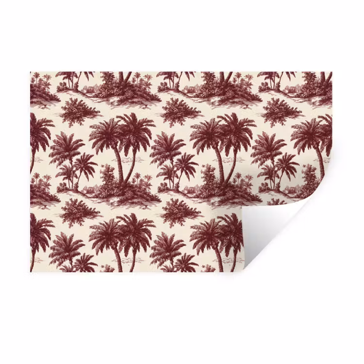 Tropisch - Geometrisch - Bordeauxrood Muursticker klein 286 -3d