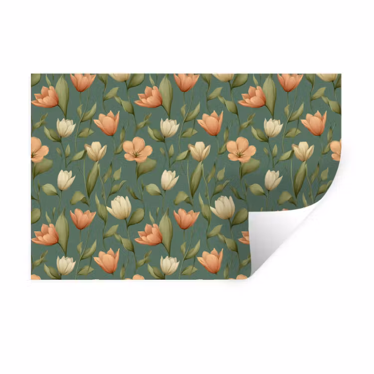 Tulpen - Botanisch - Groen Muursticker klein 286 -3d