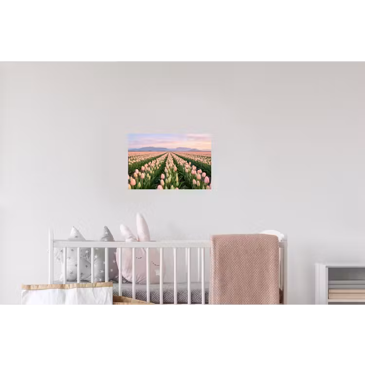 Tulpen - Landschap - Roze Muursticker klein -kinderkamer