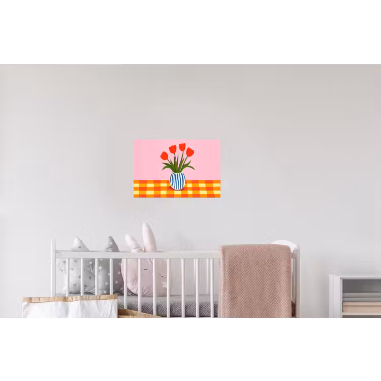 Tulpen - Roze - Vaas Muursticker klein -kinderkamer