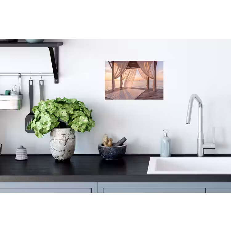 Overkapping - Zee - Zonsondergang - Vakantie - Rust Muursticker klein -keuken