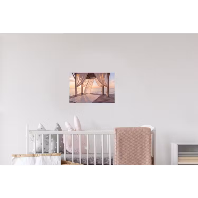 Overkapping - Zee - Zonsondergang - Vakantie - Rust Muursticker klein -kinderkamer