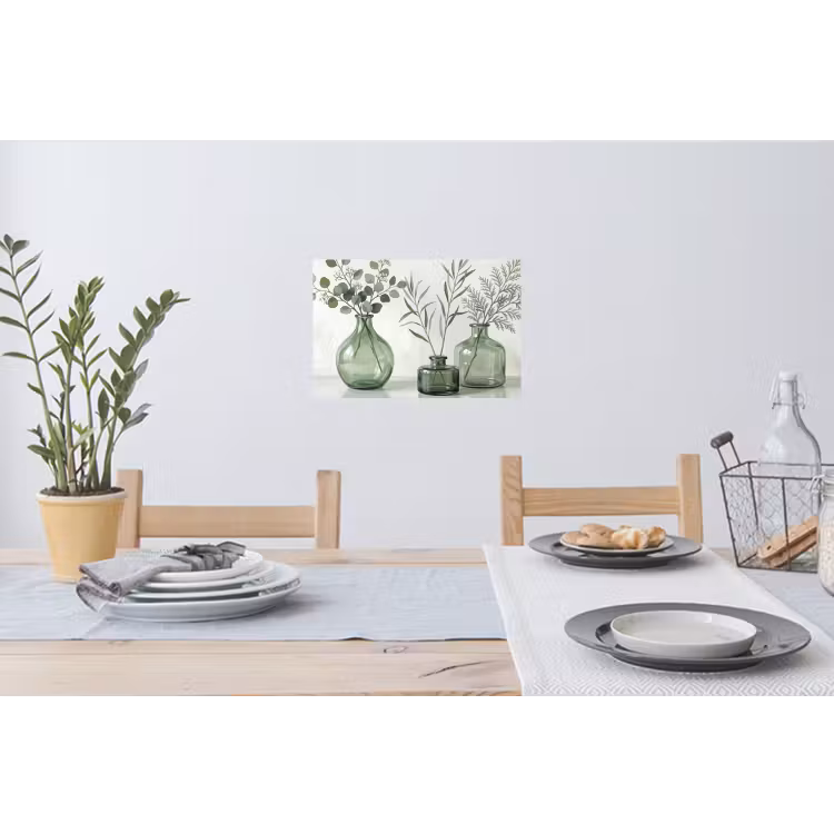 Vazen - Bladeren - Groen Muursticker klein -eettafel