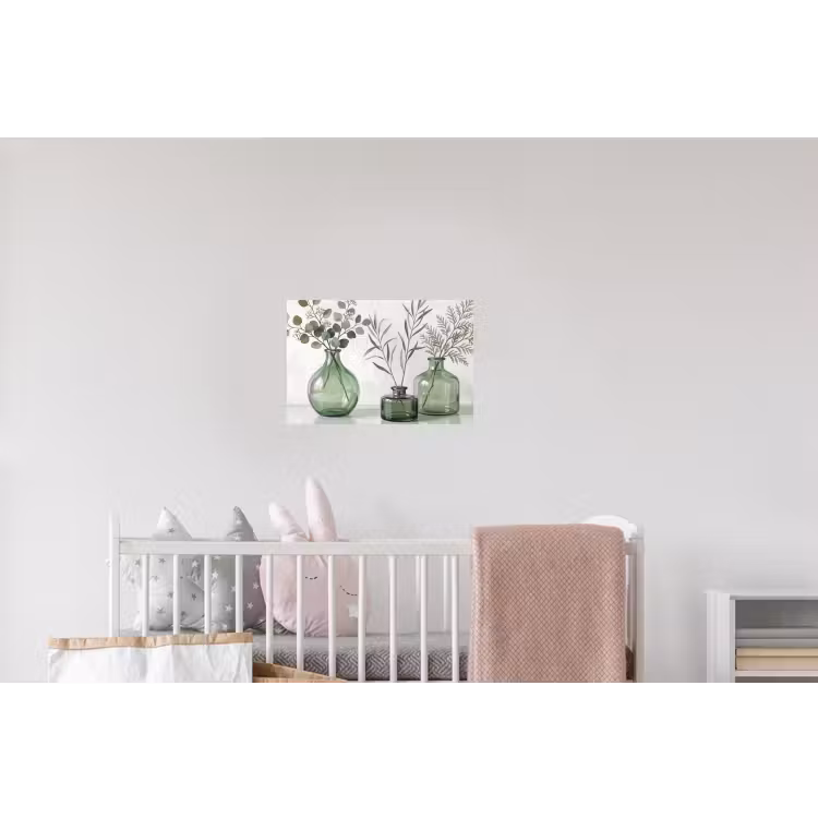 Vazen - Bladeren - Groen Muursticker klein -kinderkamer