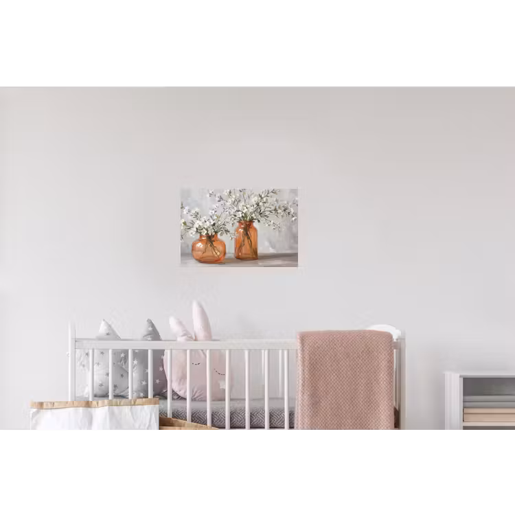 Vazen - Bloemen - Oranje Muursticker klein -kinderkamer