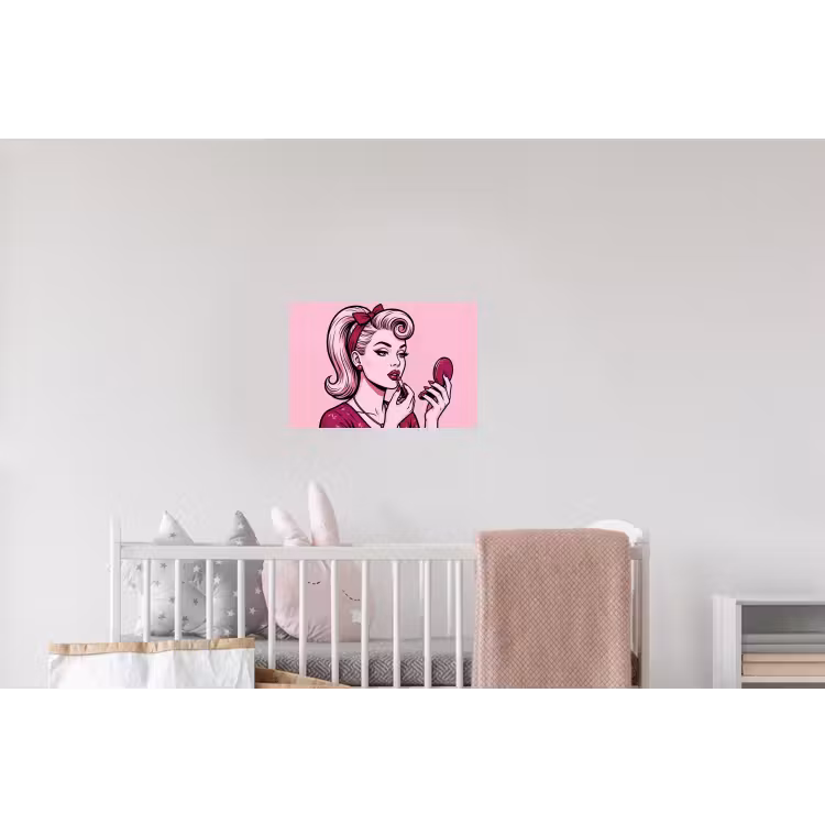 Vintage - Vrouw - Roze Muursticker klein -kinderkamer