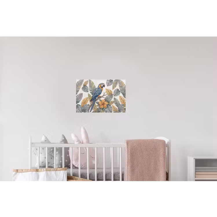 Vogel - Tak - Natuur - Mozaïek - Blauw Muursticker klein -kinderkamer