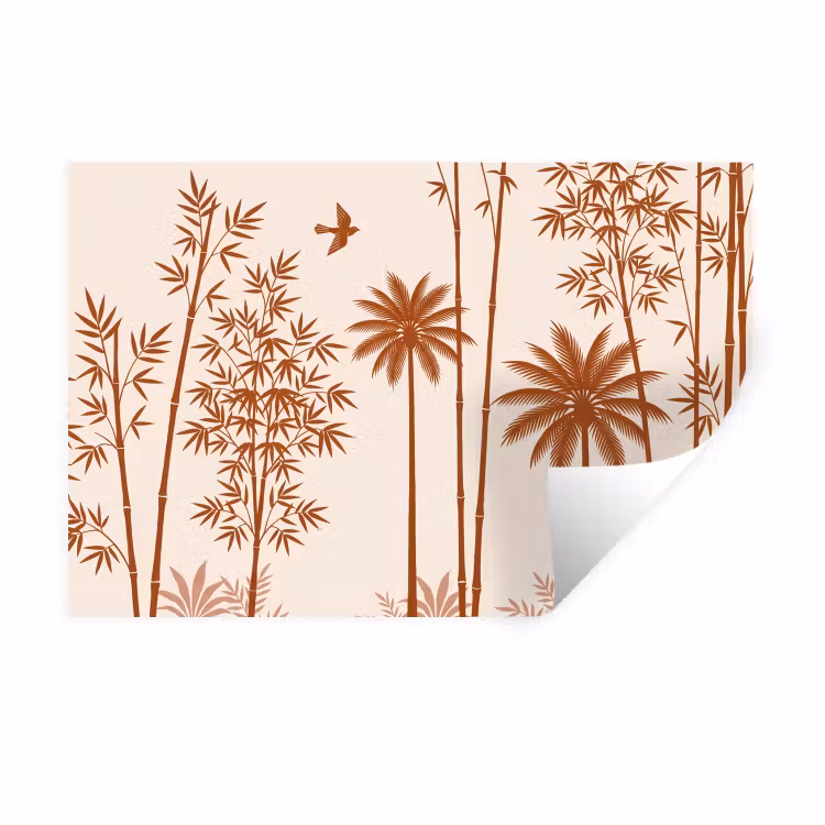 Vogel - Boom - Tropisch - Minimalistisch - Bruin Muursticker klein -3d