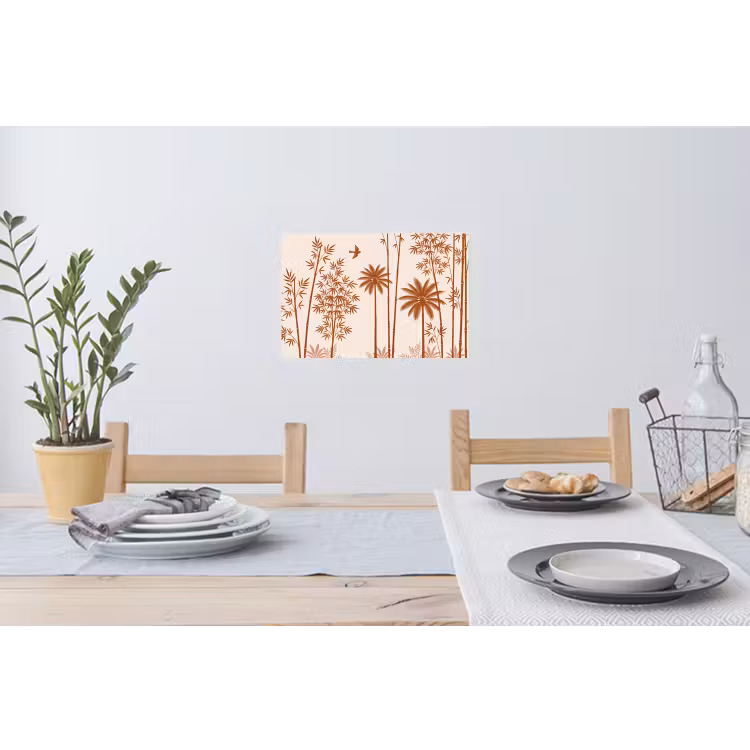Vogel - Boom - Tropisch - Minimalistisch - Bruin Muursticker klein -eettafel