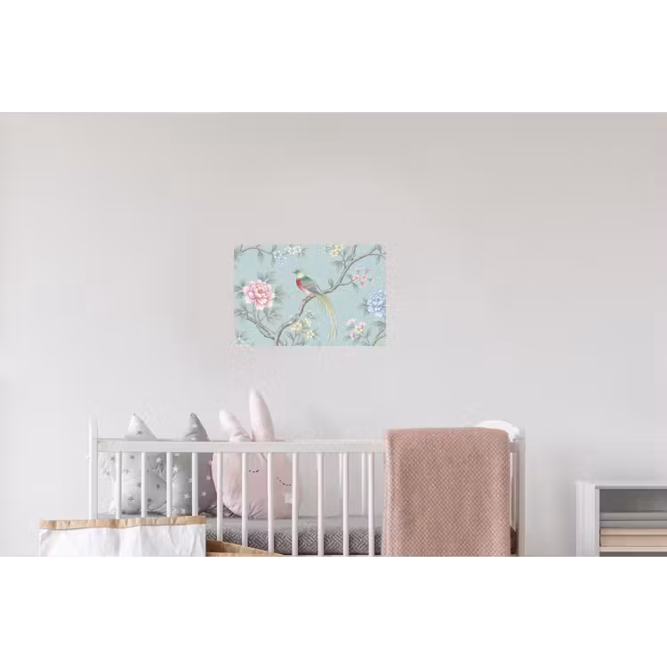 Vogel - Bloemen - Kleurrijk Muursticker klein -kinderkamer