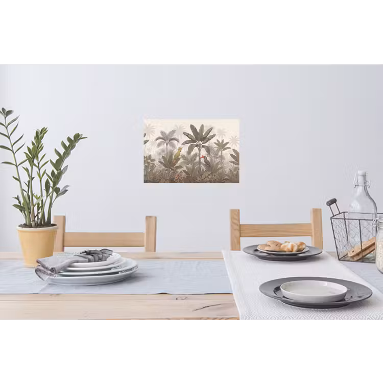 Vogel - Jungle - Tropisch - Illustratie - Groen Muursticker klein -eettafel