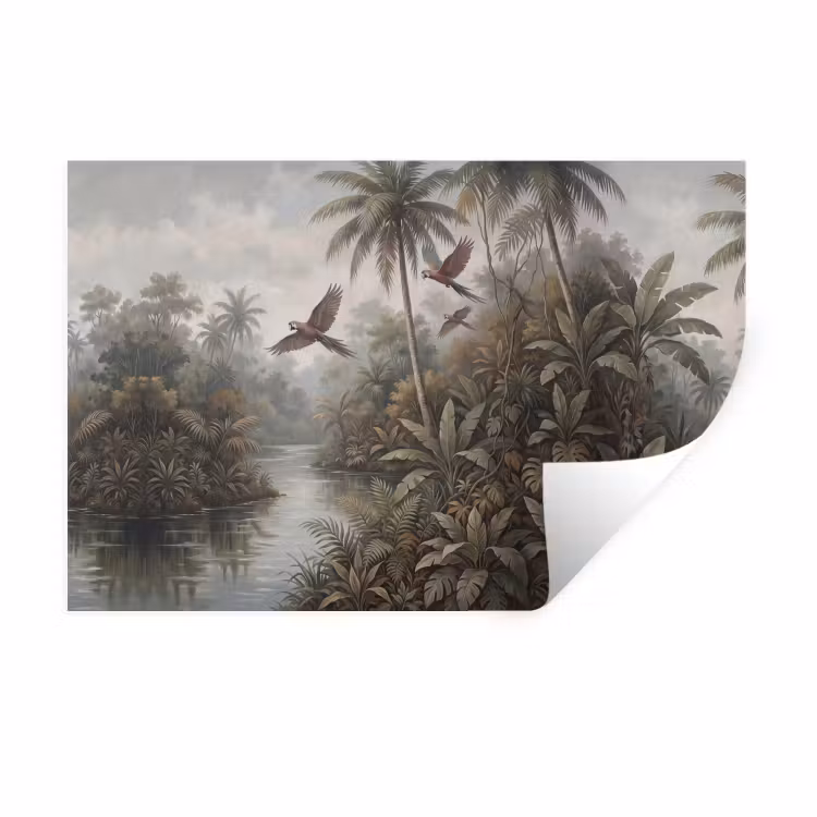 Vogel - Vliegend - Tropisch - Landschap - Klassiek Muursticker klein -3d