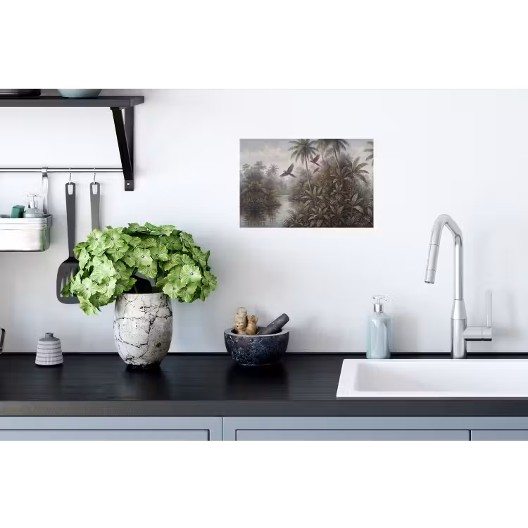 Vogel - Vliegend - Tropisch - Landschap - Klassiek Muursticker klein -keuken