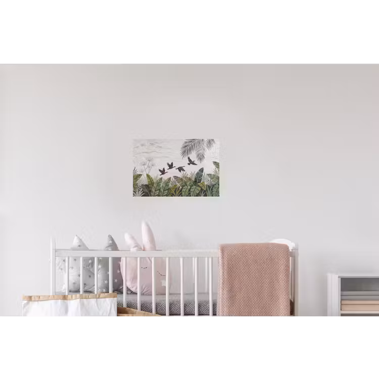 Vogel - Vliegend - Tropisch - Mozaïek - Groen Muursticker klein -kinderkamer