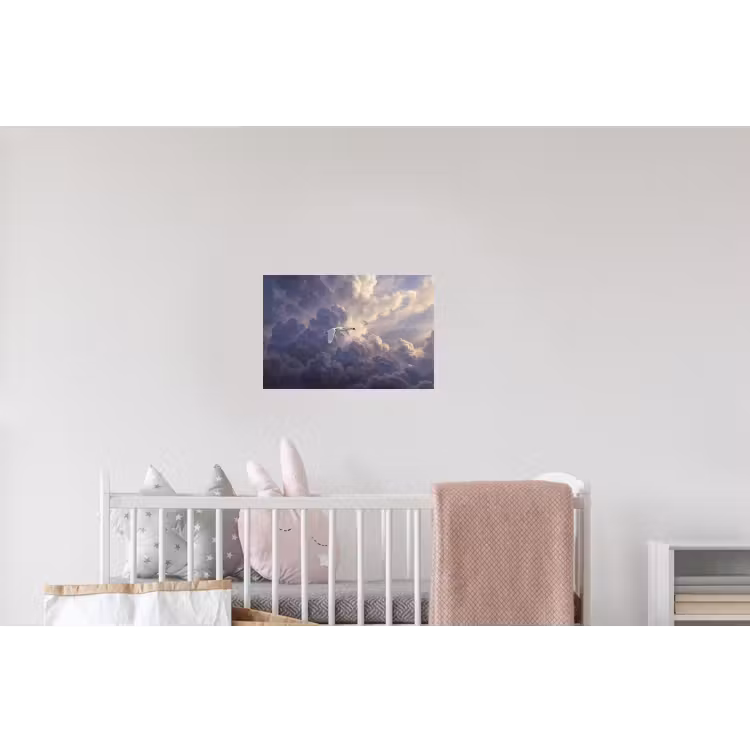 Vogel - Vliegend - Natuur - Wit - Wolken Muursticker klein -kinderkamer