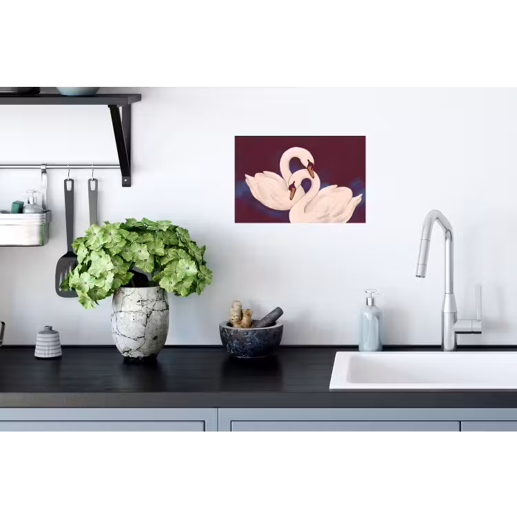 Vogel - Koppel - Liefde - Abstract - Wit Muursticker klein -keuken