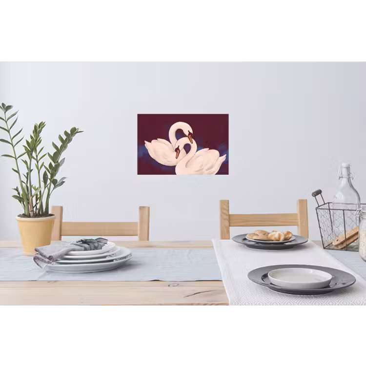 Vogel - Koppel - Liefde - Abstract - Wit Muursticker klein -eettafel