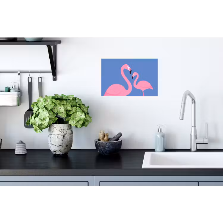 Vogel - Paar - Dieren - Modern - Roze Muursticker klein -keuken