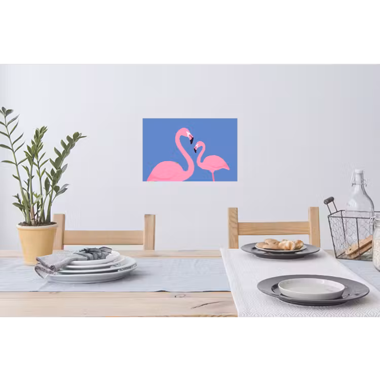 Vogel - Paar - Dieren - Modern - Roze Muursticker klein -eettafel