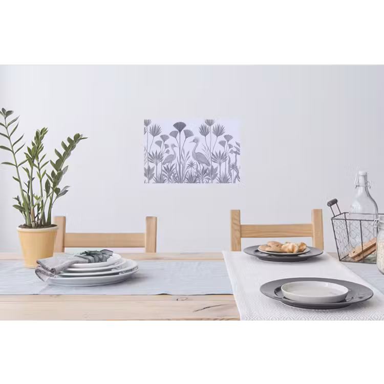 Vogel - Tropisch - Illustratie - Blauwgrijs - Natuur Muursticker klein -eettafel