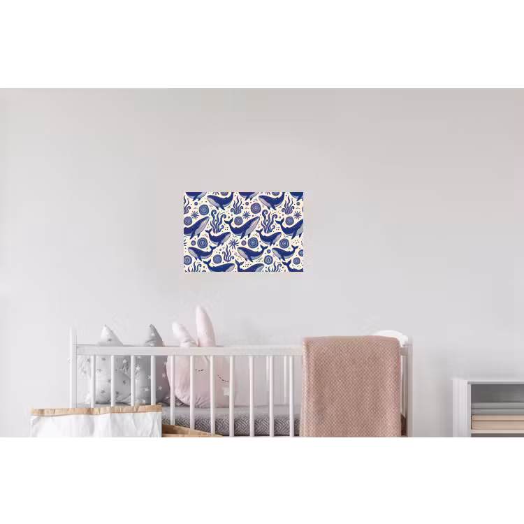 Walvis - Onderwater - Dieren - Abstract - Blauw Muursticker klein -kinderkamer
