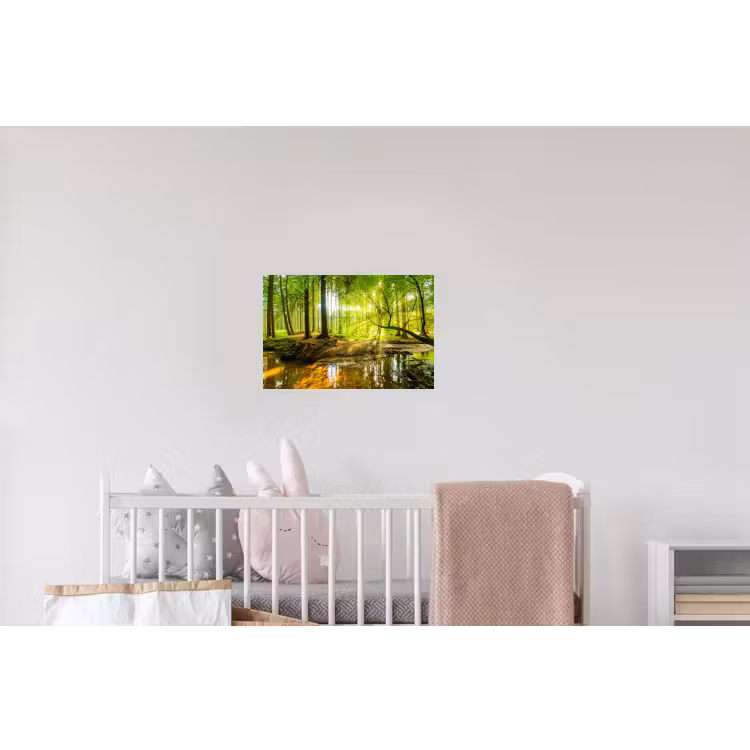 Bos - Landschap - Water - Bomen - Zon - Groen Muursticker klein -kinderkamer