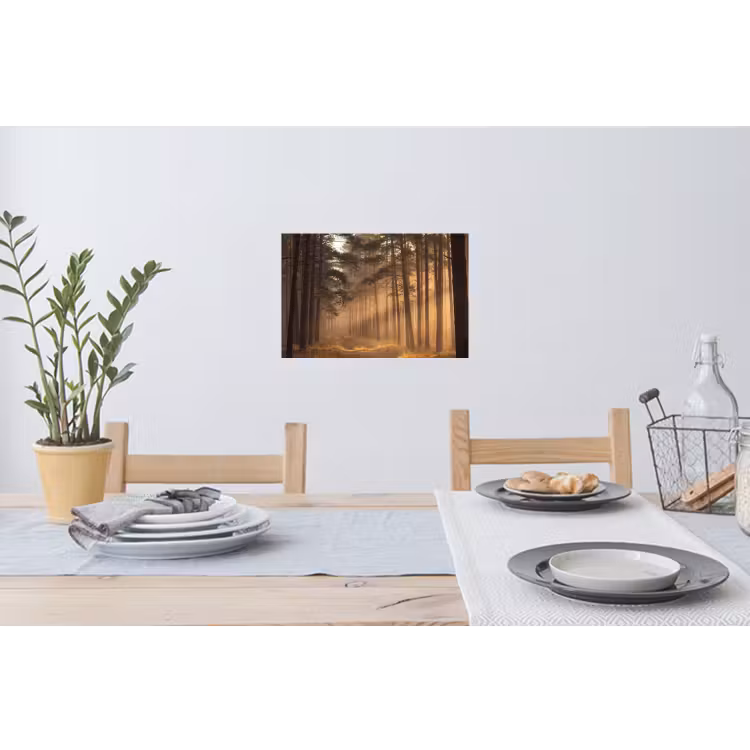 Bos - Mist - Zonlicht Muursticker klein -eettafel