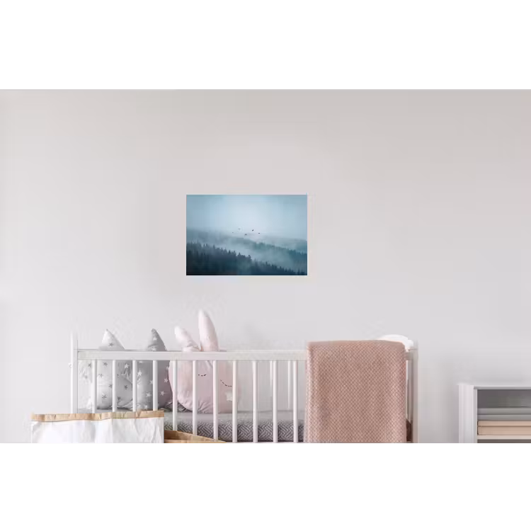 Bos - Mist - Vogels - Natuur - Groen Muursticker klein -kinderkamer