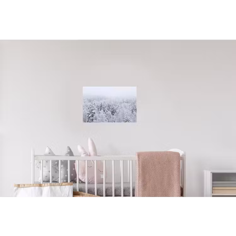 Bos - Sneeuw - Winter - Natuur - Wit Muursticker klein -kinderkamer