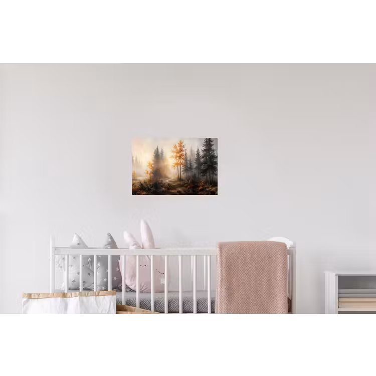 Bospad - Herfstbladeren - Natuur - Schilderachtig - Oranje Muursticker klein -kinderkamer