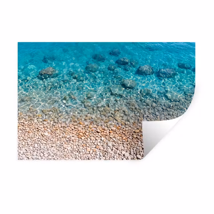 Water - Kiezels - Natuur - Levendig - Turkoois Muursticker klein -3d