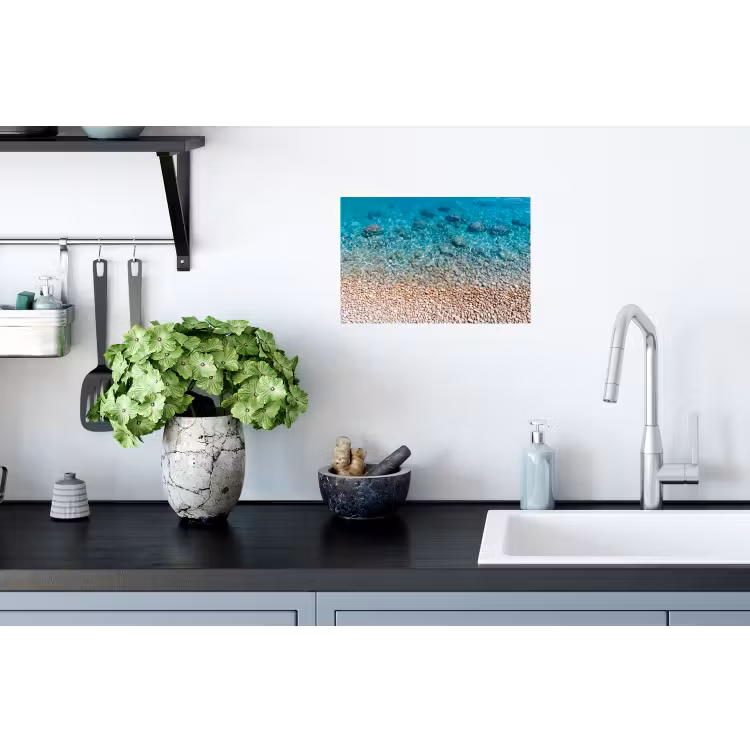 Water - Kiezels - Natuur - Levendig - Turkoois Muursticker klein -keuken