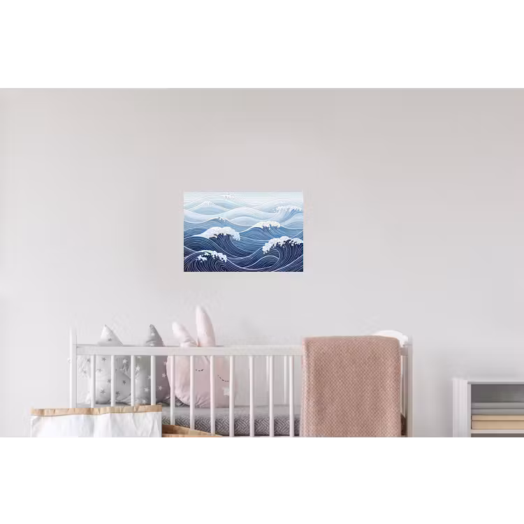 Water - Mozaïek - Landschap - Modern - Blauw Muursticker klein -kinderkamer