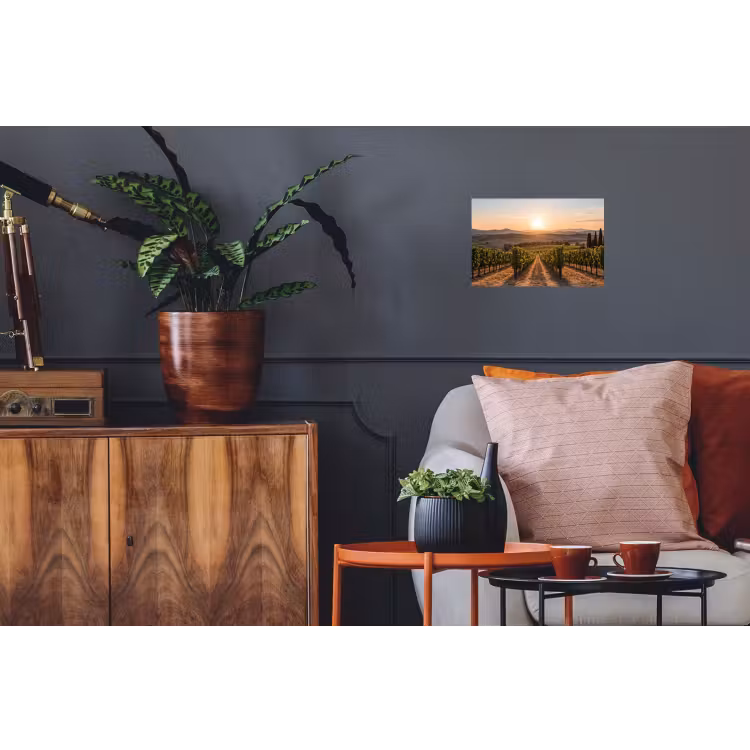 Wijngaard - Zonsondergang - Landschap Muursticker klein -kamerbank